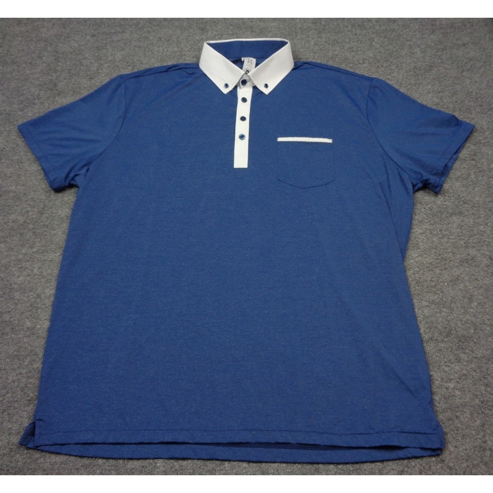 State & Liberty Shirt Men 3XL XXXL  Blue White Contrast Performance Polo Stretch
